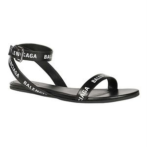 Balenciaga Flat White Logo Sandals Size6.5